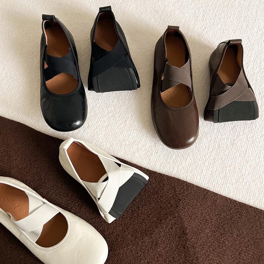 Sheepskin Version Mary Jane Shoes Women's 2025 Autumn New Low-heeled Ballet Shoes Cross-strap Retro Shallow Mouth Single Shoes Women