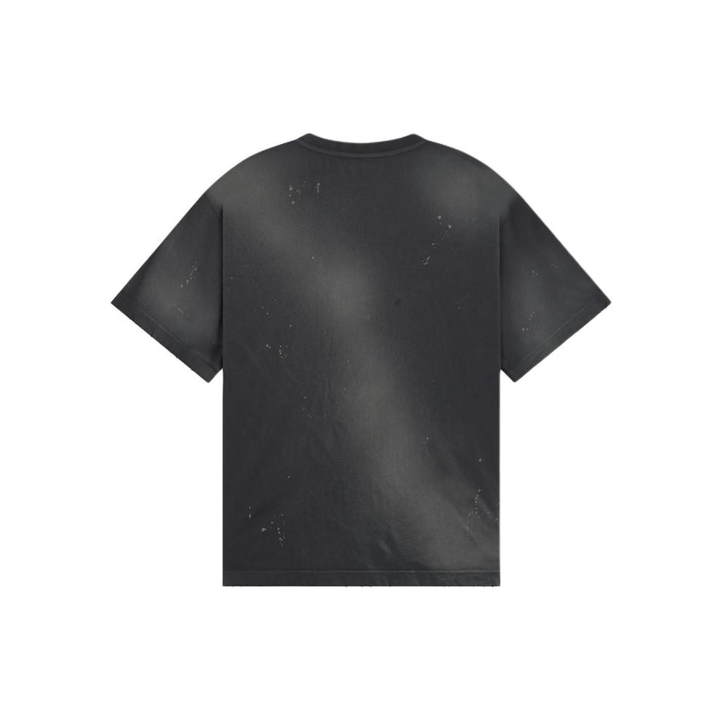 WE11DONE Ss24 Metallic Color Wash Round Neck Drop Shoulder Short Sleeve T-Shirt Unisex T-Shirts Charcoal WD-TT0-24-751-U-CH