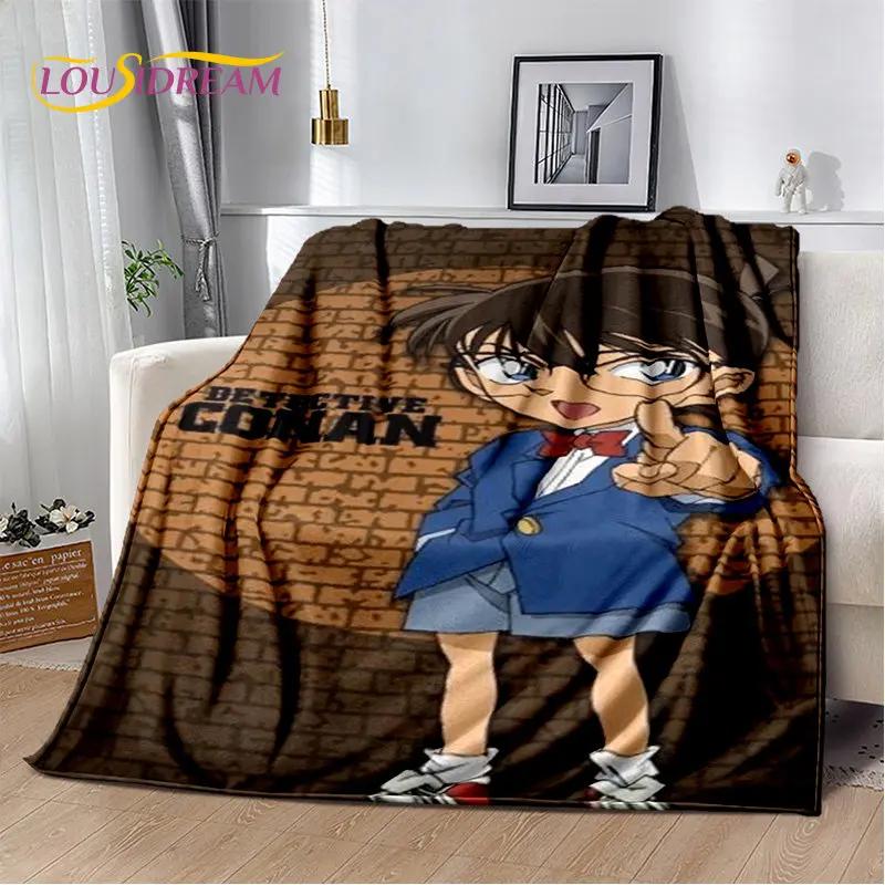 Detektyw Conan Cartoon Anime miękki pluszowy koc, flanelowy koc rzut koc do salonu sypialnia kanapa z funkcją spania narzuta na piknik 3D
