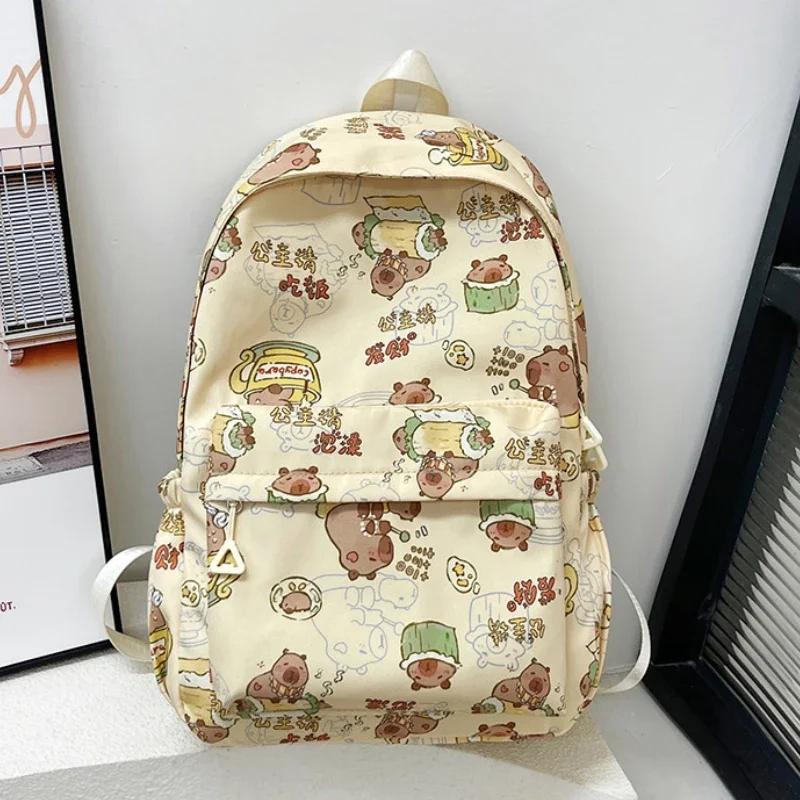Kawaii Cartoon Capybara Backpack Funny Large Capacity Capybara School Bag Student Laptop Bag School Backpack for College Student
