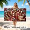 Christmas Theme Quick Dry Beach Towel Custom Name Text Print Large Sand Resistant Towel Beach Vacation