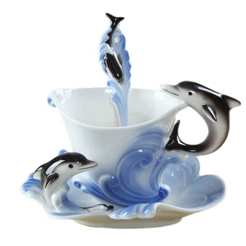 Cana de Cafea Emailată Shangqi Dolphin