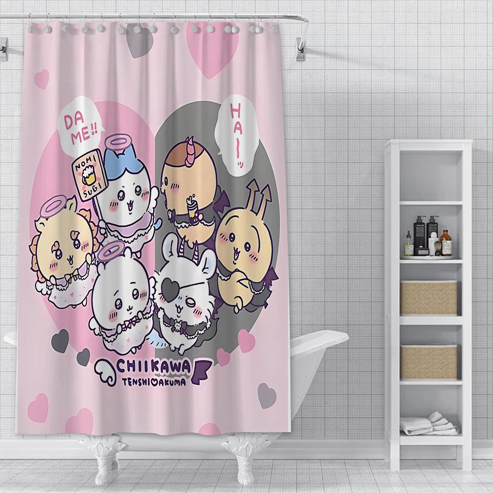 Shower Amine Chiikawas Curtain Waterproof Polyester Fabric Paint Colorful Bath Curtains Home Bathroom Decor Curtain With Hook