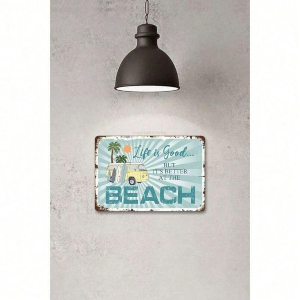 Metal Wall Art, Beach Vintage Decor, Living Room Poster