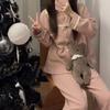 Korean Style Lace Trim Sweet Women's Lapel Pajamas - Casual & Comfortable Home Wear