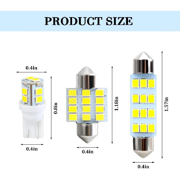 24PCS Car LED Dome Interior Bulb Light Kit, T10 31mm 41mm Bulb Vehicle Light Replacement Kit, Automotive Interior Map License Plate Trunk Light Set,