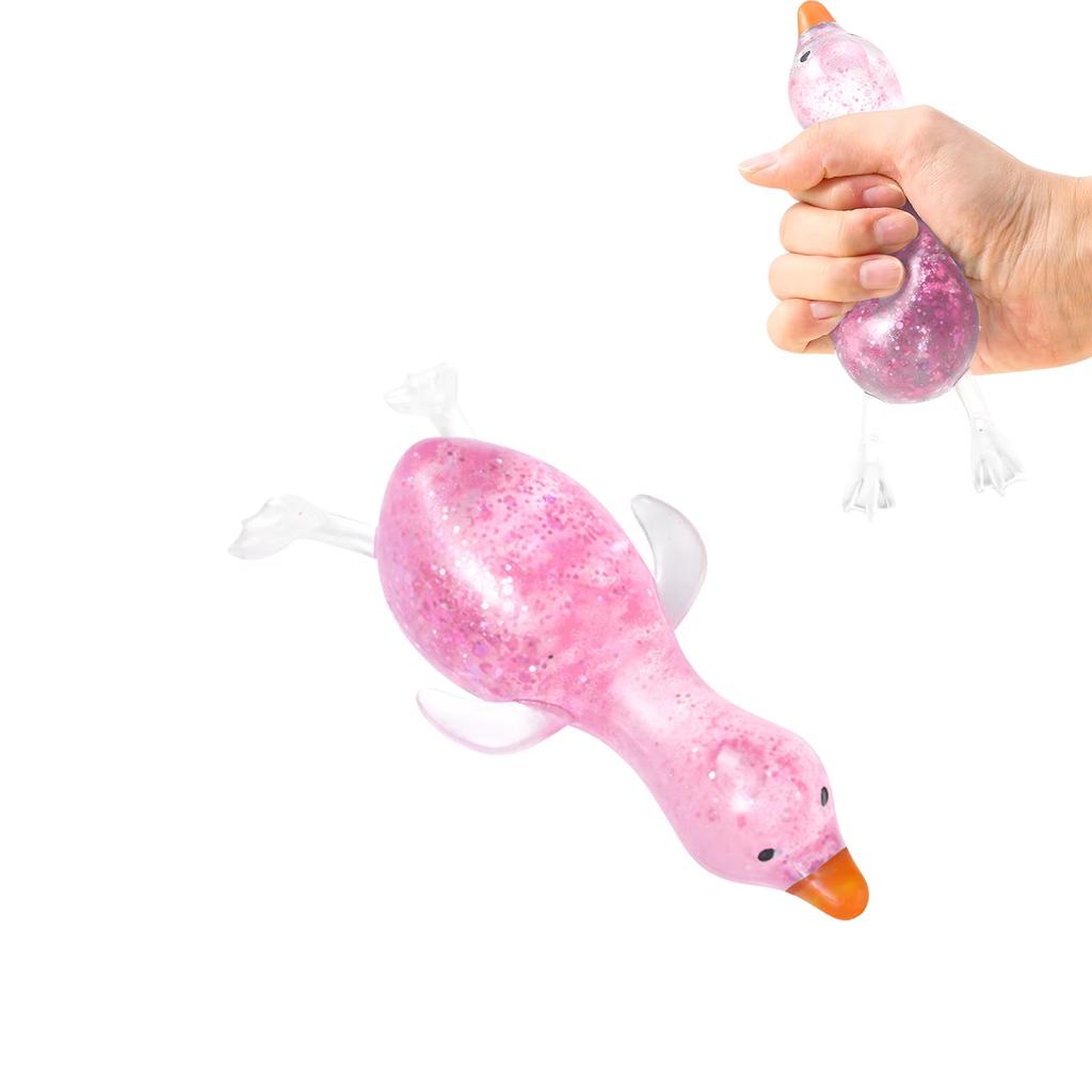 Duck Squeeze Toy Simulation Bao Stress Relief Fidget Toy with Beads Sparkles Soft Squishy Sensory Decompression Accessory