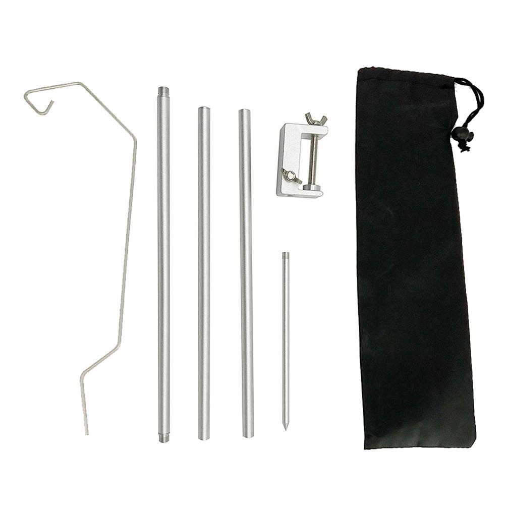 Support de Fixation Pliable pour Lampe de Camping Support Poteau Suspendu en Alliage d'Aluminium Support de Sol/Bureau pour Camping Pêche Pique-nique BBQ