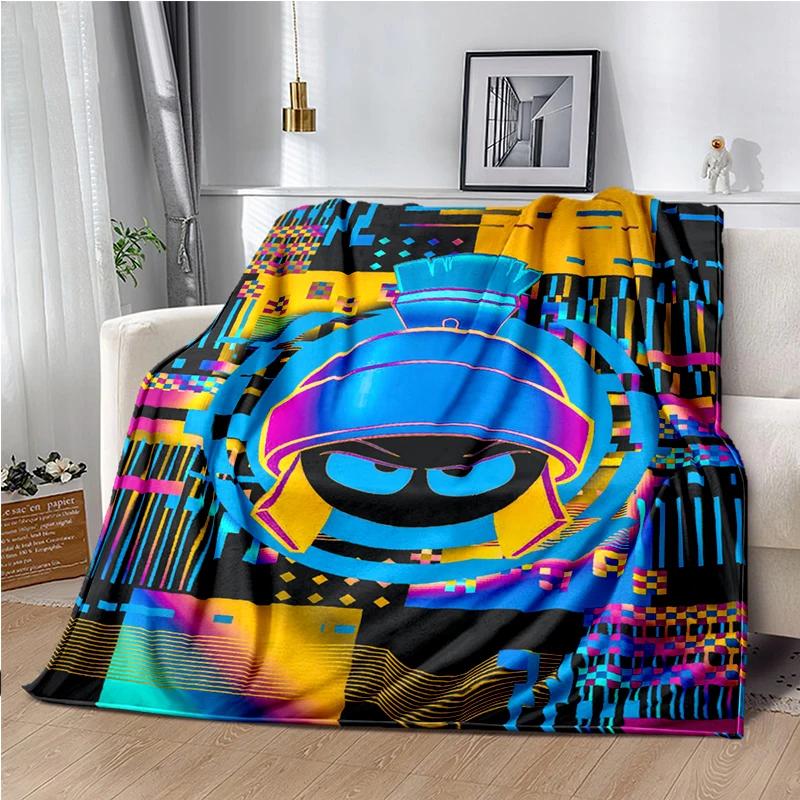 Marvin The Martian Animal Funny Throws Blanket Hiking Picnic Super Soft Quilt Bed Thermal Kawaii Flannel Blanket birthday gift