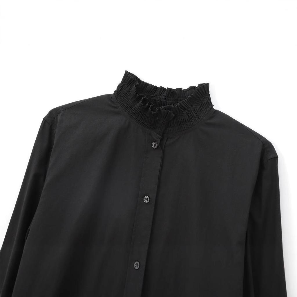 2024 Autumn Women's European & American Style Pleated Layered Fashion Shirt