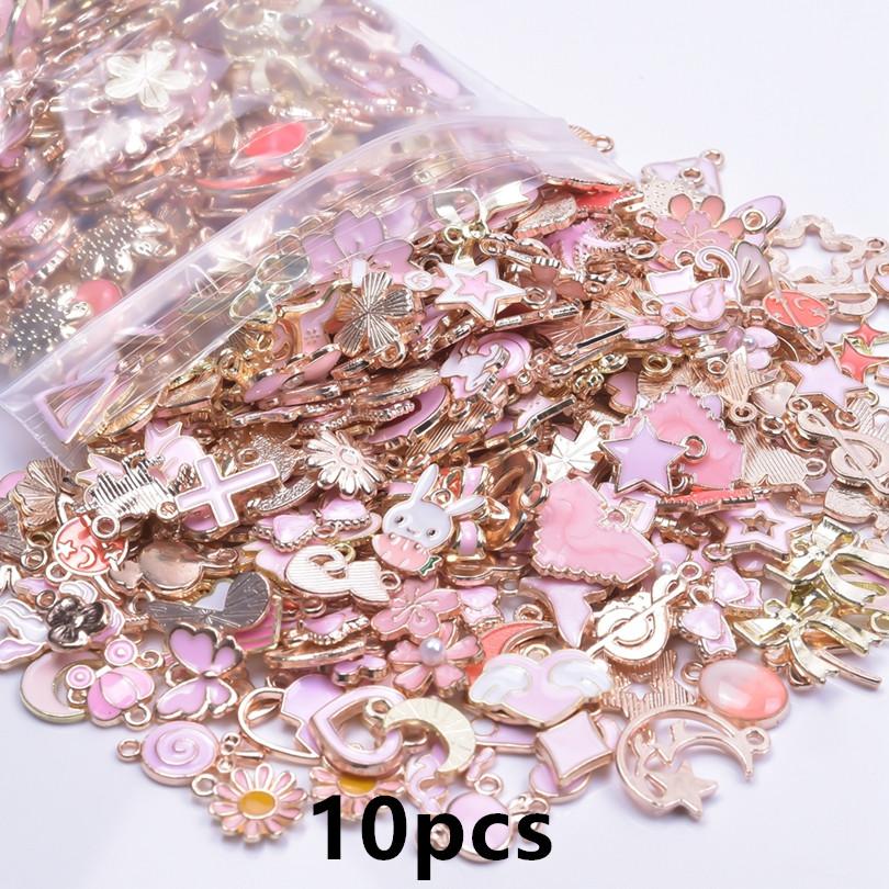 Different Random Mix Enamel Flower Charms For Jewelry Making Supplies Cute Tulip Tulip Rose Flowers Plant Charm Pendant Breloque