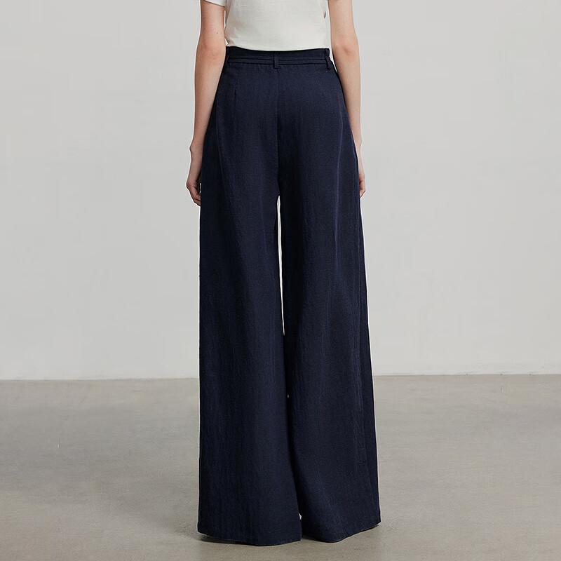 Women's Relaxed Fit Lyocell Linen Wide-Leg Casual Pants