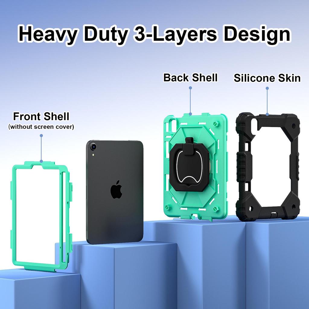 iPad Mini 6/7th Gen 8.3" Silicone Drop & Bend-Proof Stand Case for Kids