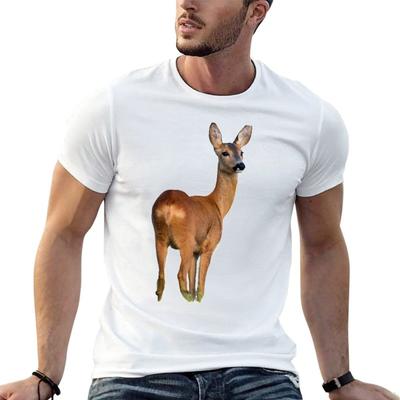 Roe Deer T-Shirt Basic Plain Short Sleeve Crew Neck Tee
