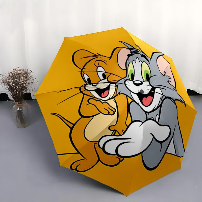 1pc Tom Jerry Friendship Automatic Open/close Umbrella, Heavy-Duty Iron Frame, Folding Portable Design, Travel, Everyday Use166