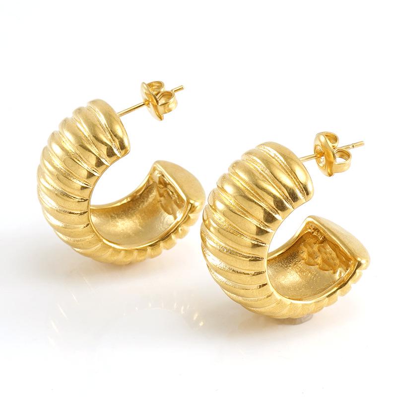 18k Gold Stainless Steel Geometric U-Shaped Earrings for Women