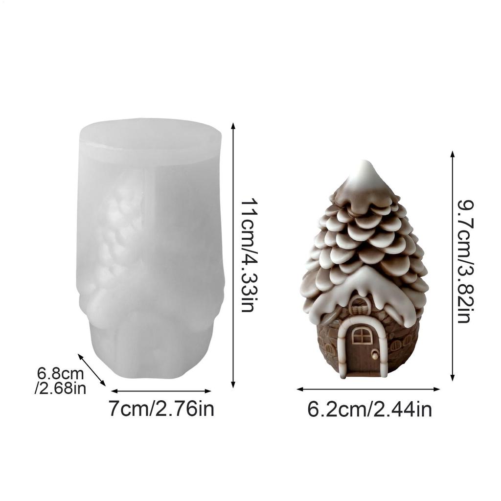 Christmas Candle Molds Pine Cone House Silicone Plaster Mould Home Decor Cement Moulds For Epoxy Resin Plaster Soap Party
