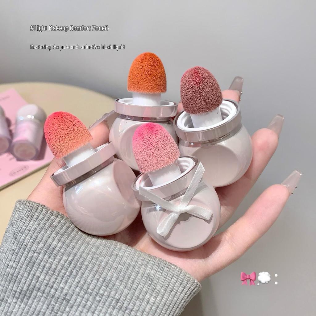 SHAQINUO Misty Lightweight Liquid Blush with Large Sponge Applicator for Lips & Cheeks, Korean-inspired Vibrant Color.