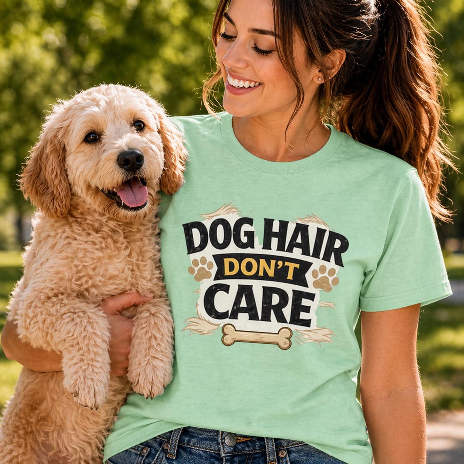 Dog Hair Don t Care Shirt, Funny Dog Lover Graphic Tee, Pet Owner Humor S