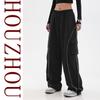 Y2K-ropa de calle negra para mujer, ropa técnica Cargo coreana, pantalones de chándal de paracaídas Harajuku, pantalones de chándal para hombre, pantalones para correr de pierna ancha, ropa