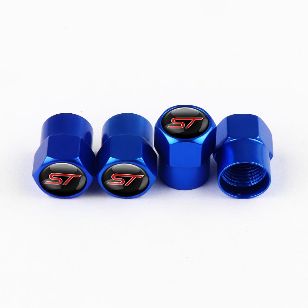 Hnltu4 4pcs Car Wheel Tire Valve Stem Caps Airtight Cover For Ford ST Line Focus Mondeo Fiesta Kuga Ranger MK2 MK3 MK4 Tyre Accessories