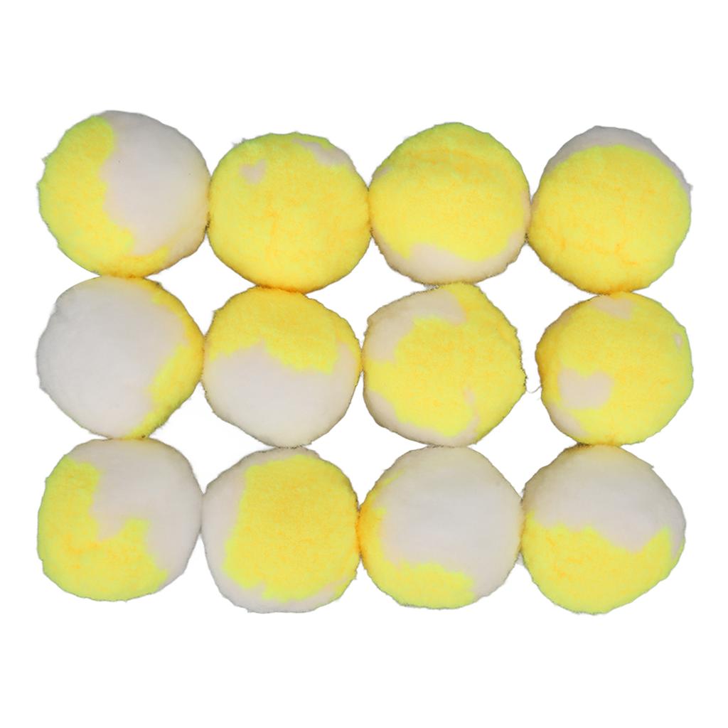 12pcs Cat Toy Balls Soft Elastic Quiet Interactive Plush Kitten Chewing Ball for Indoor Training Playing Yellow