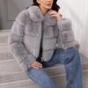 Women's Fashionable Warm Long Sleeve  Solid Color Furry Collar Coat