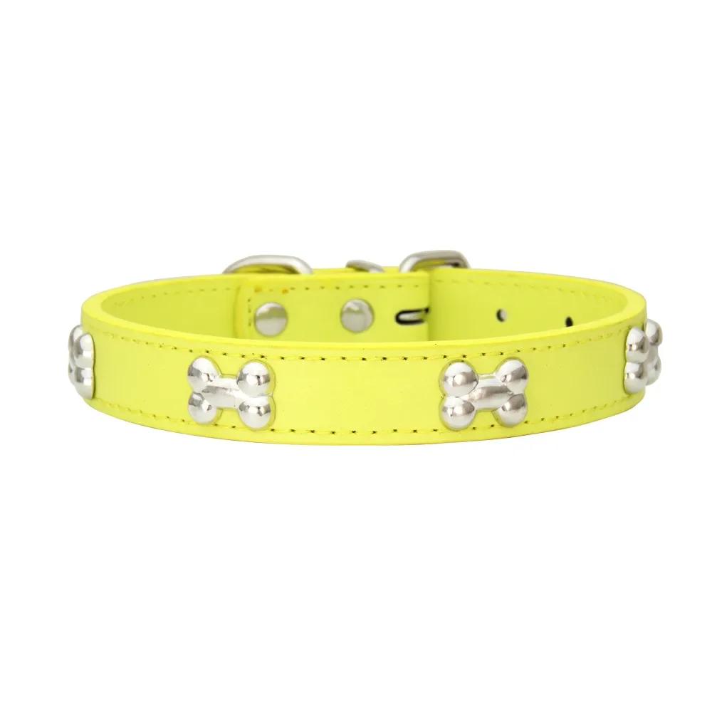 New pet PU leather bone dog collar for cross - border spot wholesale, can be matched with traction belt