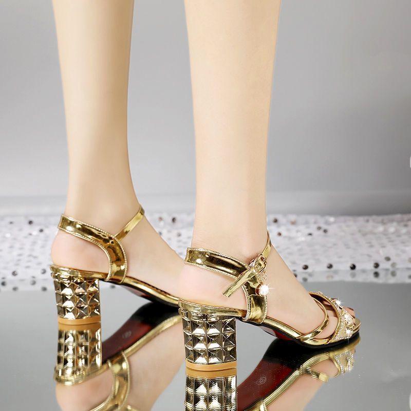 Women's Sandals Pearl High Heels Rhinestones Ladies Shoes New Breathable Fashion Vintage Vip Wholesale Asian Size The Best Shoe