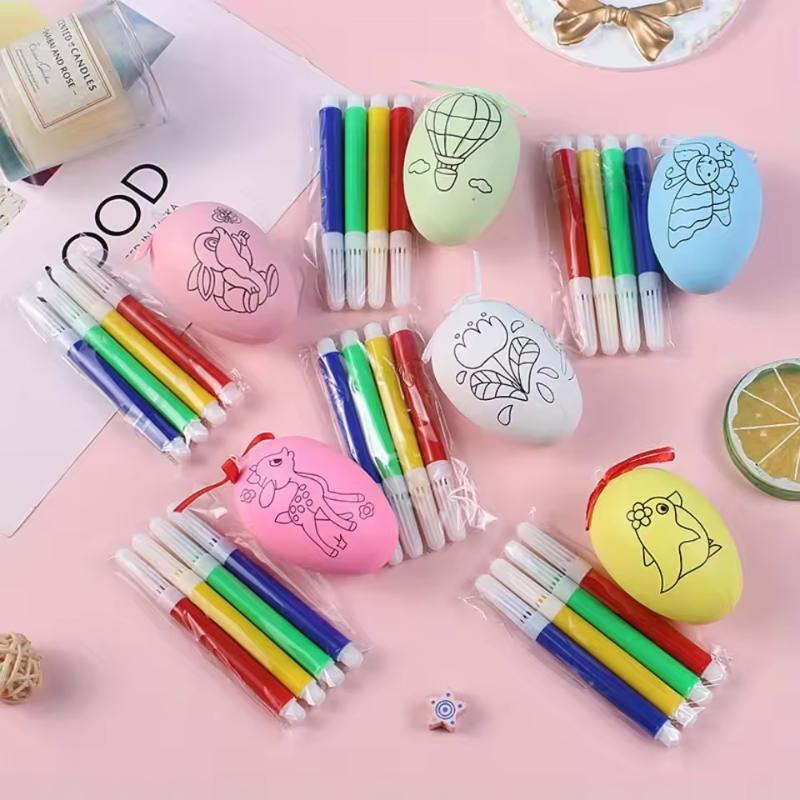 5 Set Easter Eggs DIY Hand-Painted Eggs Egg And Pen Combination Set Egg Decoration Props Christmas Eggs Party Supplies Set Gifts