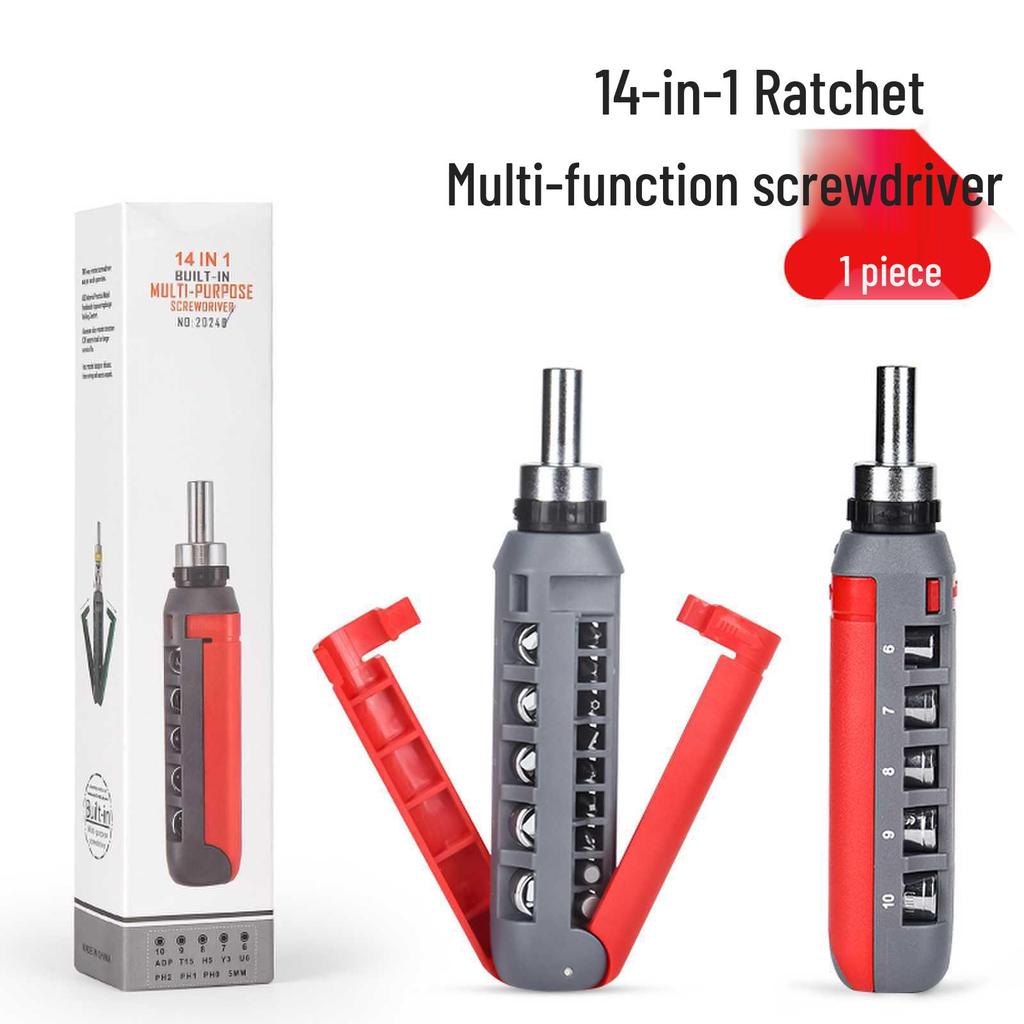 14-in-1 Multi-functional Ratchet Screwdriver Set with Flathead & Phillips Options