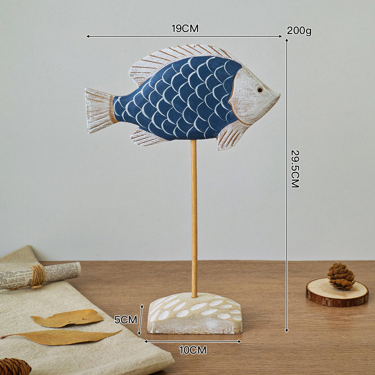 

Wooden Fish Ornaments Craft Home Decoration Marine Fish Model Living Room Office Gifts Desktop Mediterranean Styles