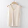 Ice Silk Suspender Tank Top Women's Bottom Coat Summer Short Loose Sleeveless White V-neck Knitted Casual Top