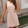 Solid Color Waist Design Hollow Round Neck Sleeveless Dress A-shaped Skirt Commuter A-shaped Skirt Women's Skirt