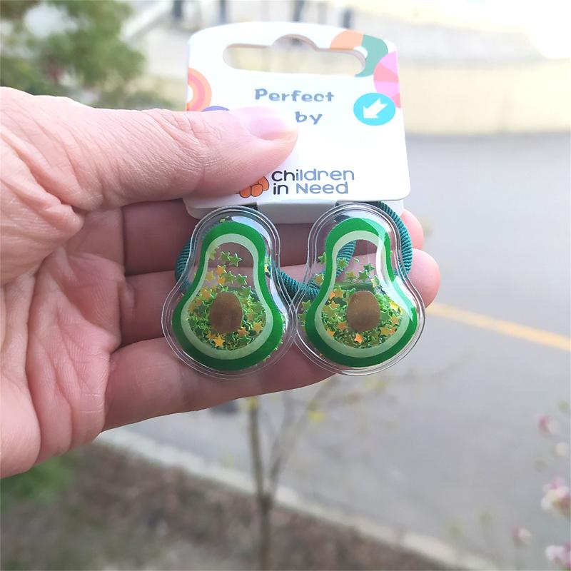 2PCS Fruit Quicksand BB Cartoon Clips Kids Hairpins Children Headwear Baby Clips Headdress Elastic Hair Bands Girls Accessories