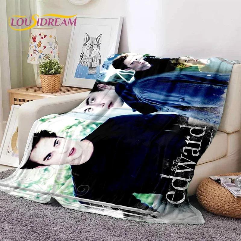 The Twilight Saga Edward Bella Mjuk Flanellfilt för Säng Sovrum Soffa Picknick, Kastfilt att Täckas med Utomhus Fritid Vilo-present