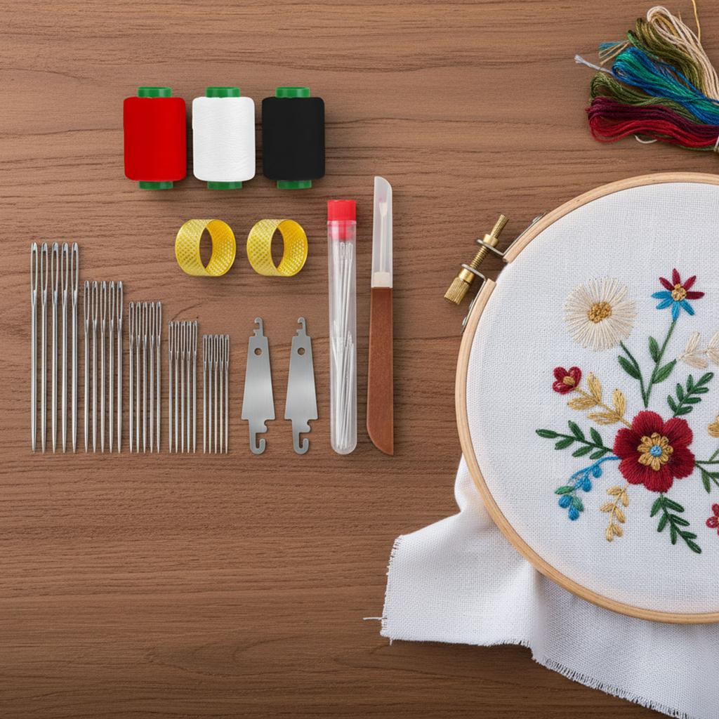 34PCS Big Eye Steel Sewing Needles Kit 5 Size Needles Stainless Steel Yarn Knitting Needle for Stitching and Crafting Project