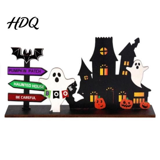 Compact Ornament for Dining Tables Halloween Wooden Tabletop Signs Decor Haunted House Ghost Pumpkin Black Seasonal Home Accents Parties Cat