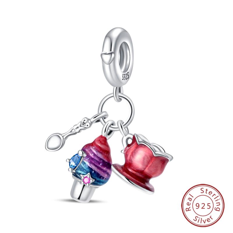 Copper Little Bear Soft Candy Coffee Strawberry Cake Afternoon Tea Charms Beads Fit Qikaola Bracelets Diy Jewelry