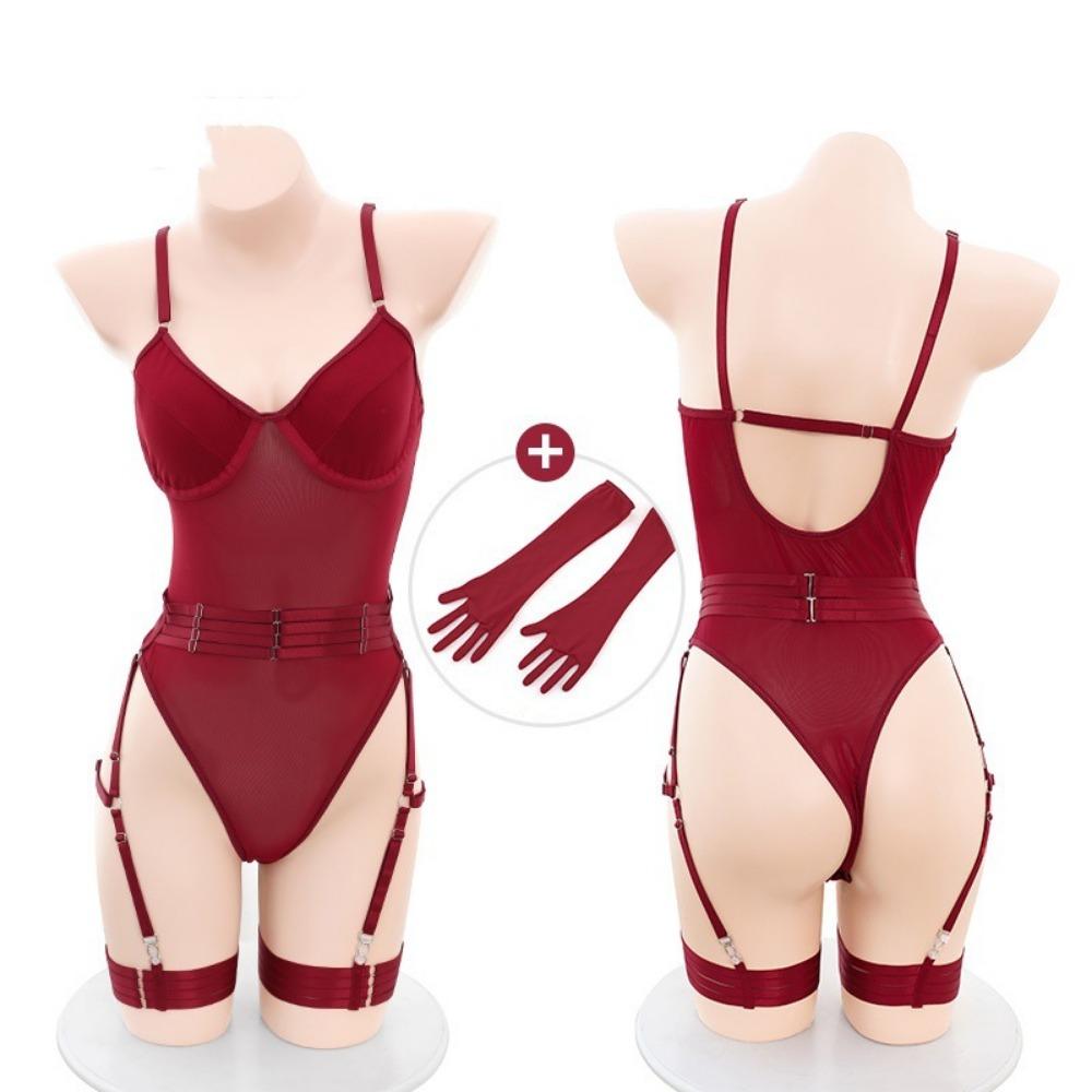 Domila Steel Ring Body Open Crotch Garter Set Sexy Underwear Onesie Sexy Hot 20 Medium Bag F771