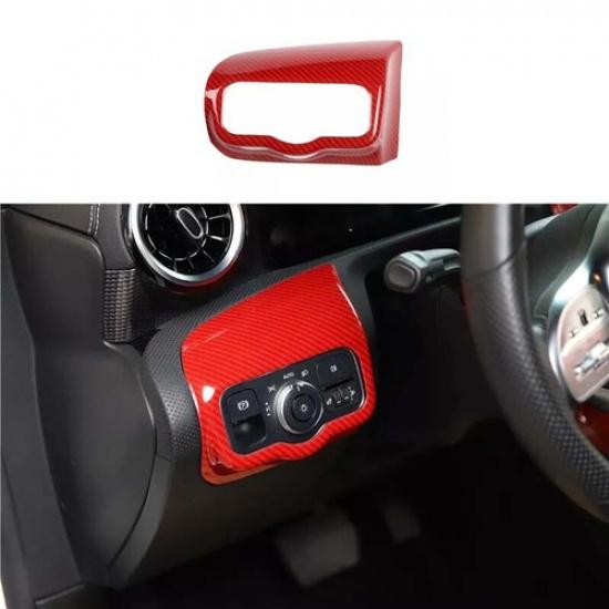 - Button Cover For Benz A-Class CLA Red Carbon Fiber Headlight Control