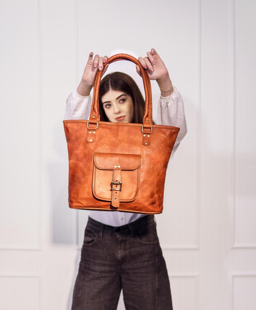Personalized Handmade Vintage Goat Leather Tote Bag For Women