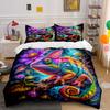 Colorful Chameleon With Flowers Print Bedding Set 1 Duvet Cover 2 Pillowcases For Adult And Children Luxury Gift Full Size
