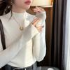 Gray Bottoming Shirt Women's Early Autumn 1116 New Black Knitted Top Inner Cardigan Autumn and Winter Semi-turtleneck Sweater