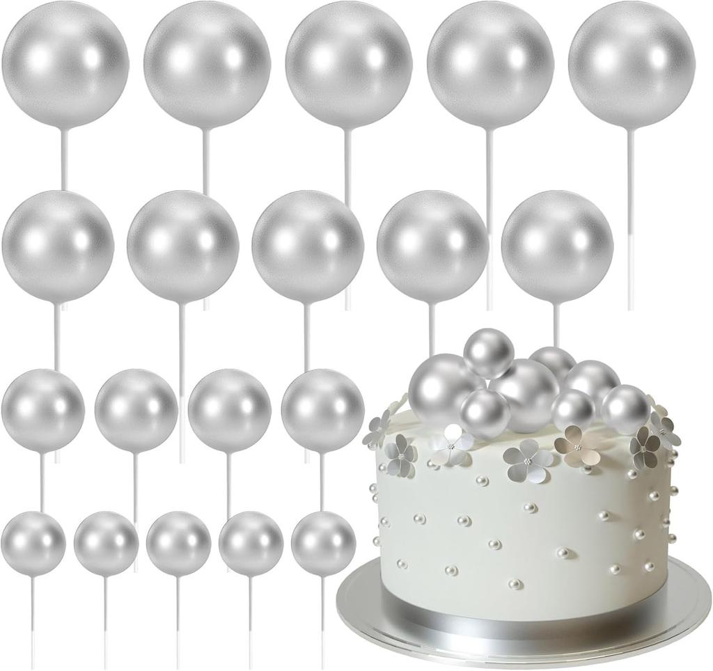 20 Pcs Ball Cake Topper Decorations Mini Balloons cake Topper Sticks Decorations for Wedding Birthday Cake Decorations