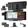 3-lens Dashcam, 10.26" HD Wireless CarPlay Car Navigation GPS.