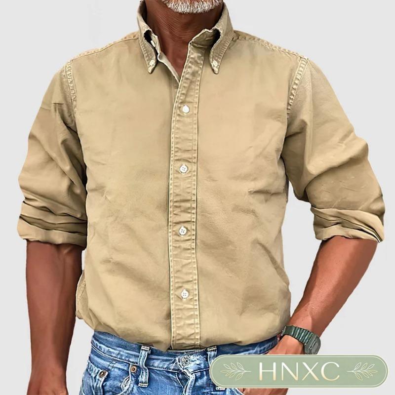 HNXC Men's Fashion Casual Autumn Winter Long Sleeve POLO Neck Blouses & Shirts Classic Exquisite