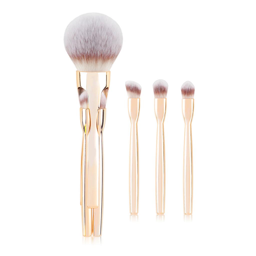 4-in-1 Magnetic Makeup Brushes, Including Loose Powder And Eyeshadow Brushes With Soft Bristles.