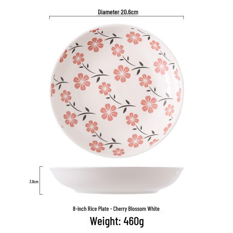 Diruien Japanese Style 8-inch Round Ceramic Deep Plate