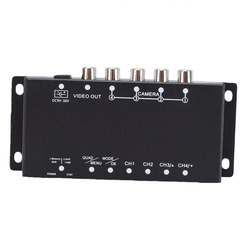 Répartiteur Vidéo 4 Canaux 1080P AHD Commutateur Écran Vidéo Splitter pour Caméra de Recul de Voiture 4 Canaux pour Camping-car Camion Bus